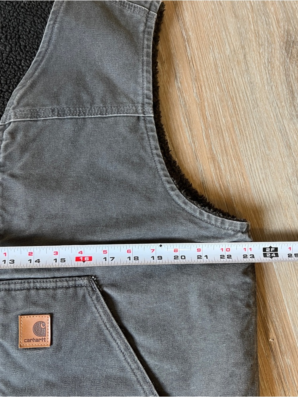 Carhartt Sherpa Lined Duck Vest Gray Workwear Zip Men’s Large - Picture 5 of 8